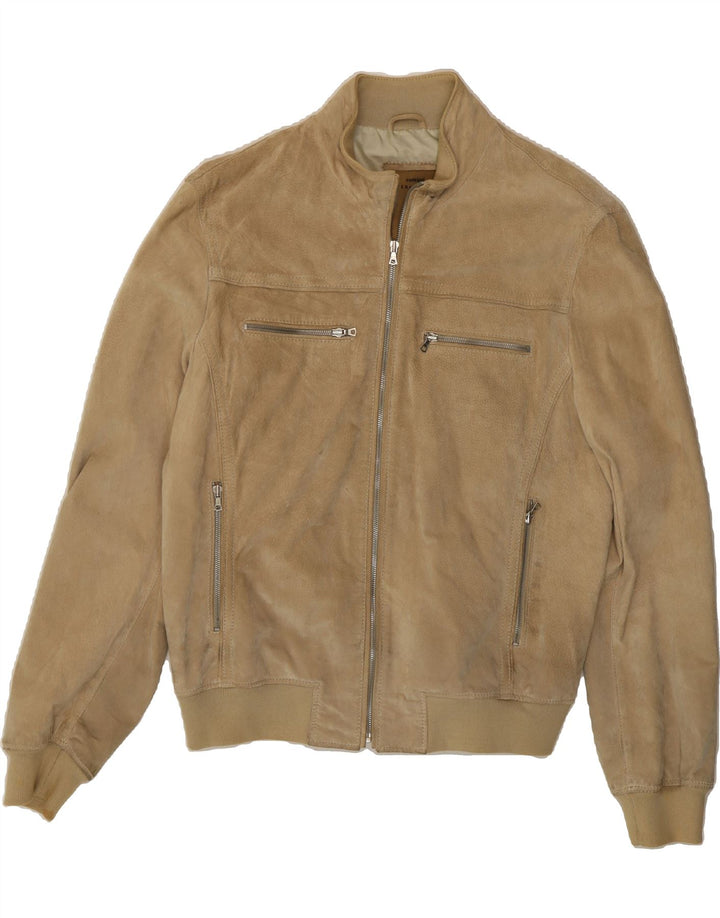 CONBIPEL Mens Suede Bomber Jacket IT 56 3XL Beige Leather Vintage Conbipel and Second-Hand Conbipel from Messina Hembry 