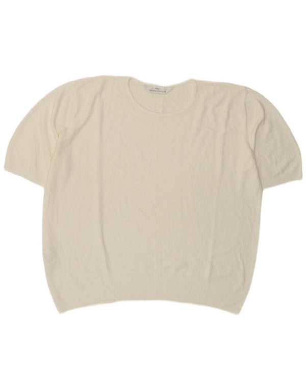 Marks & Spencer Womens Short Sleeve Blouse Top UK 20 2XL White Acrylic