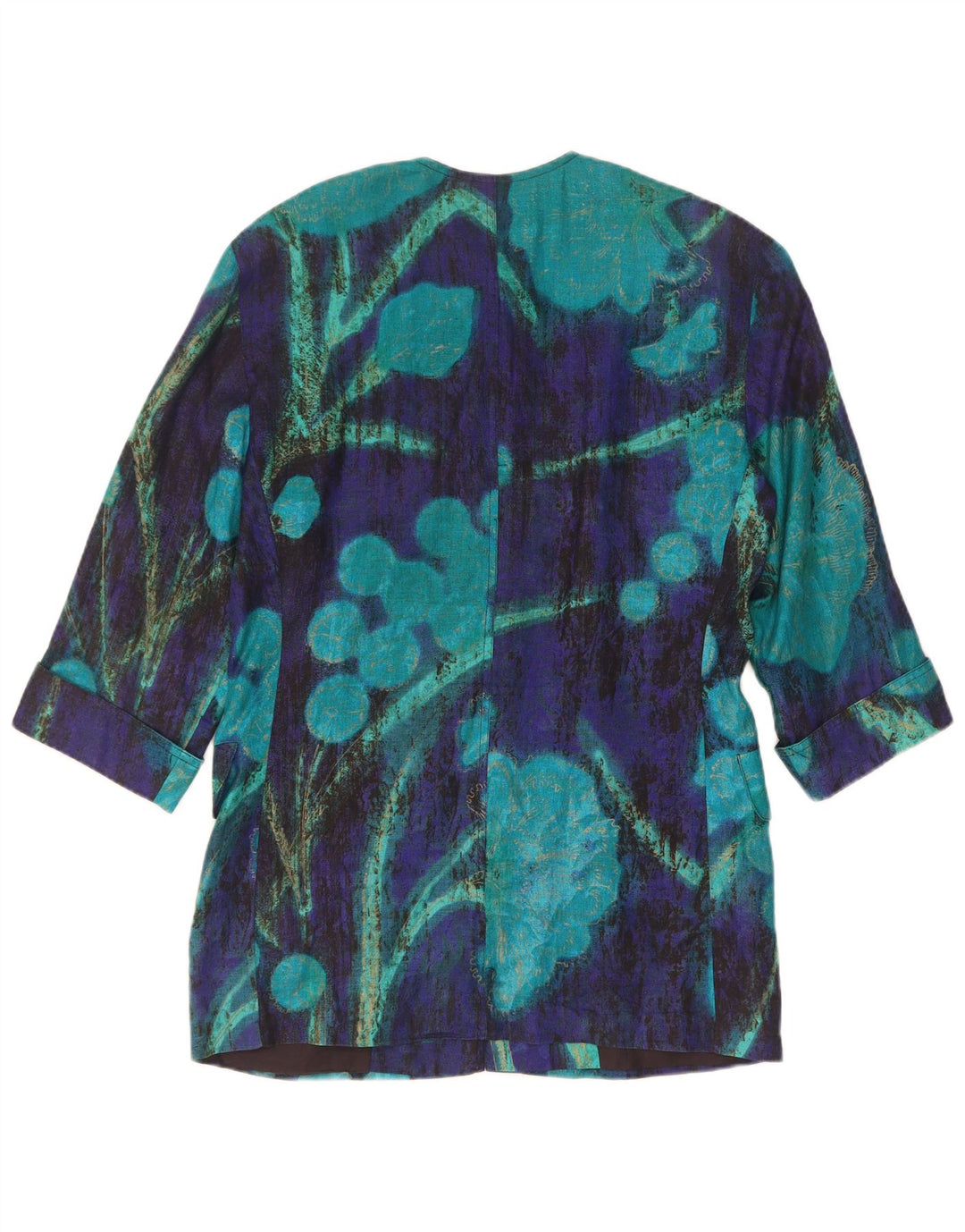 Max Mara Womens 3/4 Sleeve 7 button Blazer Jacket UK 14 Medium Blue Floral