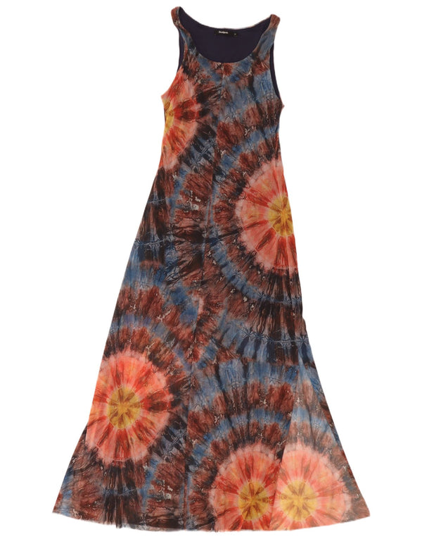 Desigual Womens Sleeveless Maxi Dress UK 12 Medium Multicoloured Tie Dye