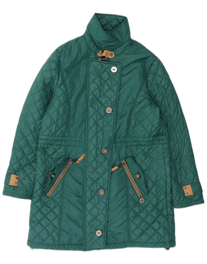 Paco Boutique Womens Quilted Windbreaker Coat UK 16 Large Green Polyester