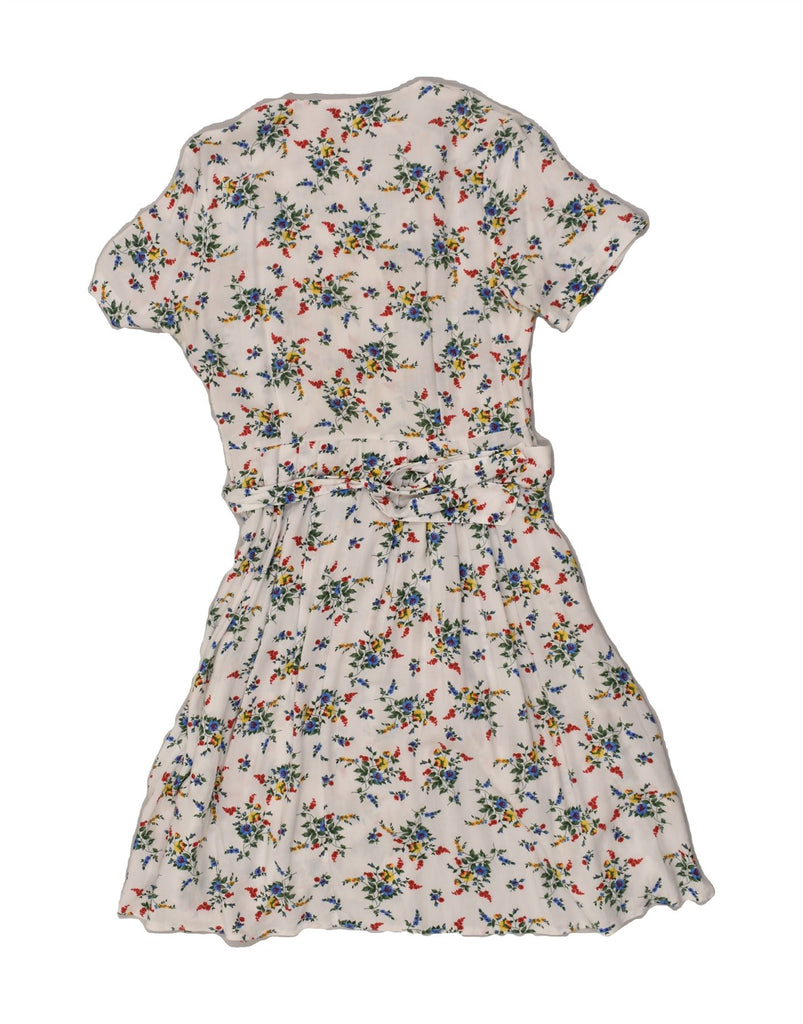 VINTAGE Womens Short Sleeves Shirt Dress UK 12 Medium White Floral | Vintage Vintage | Thrift | Second-Hand Vintage | Used Clothing | Messina Hembry 