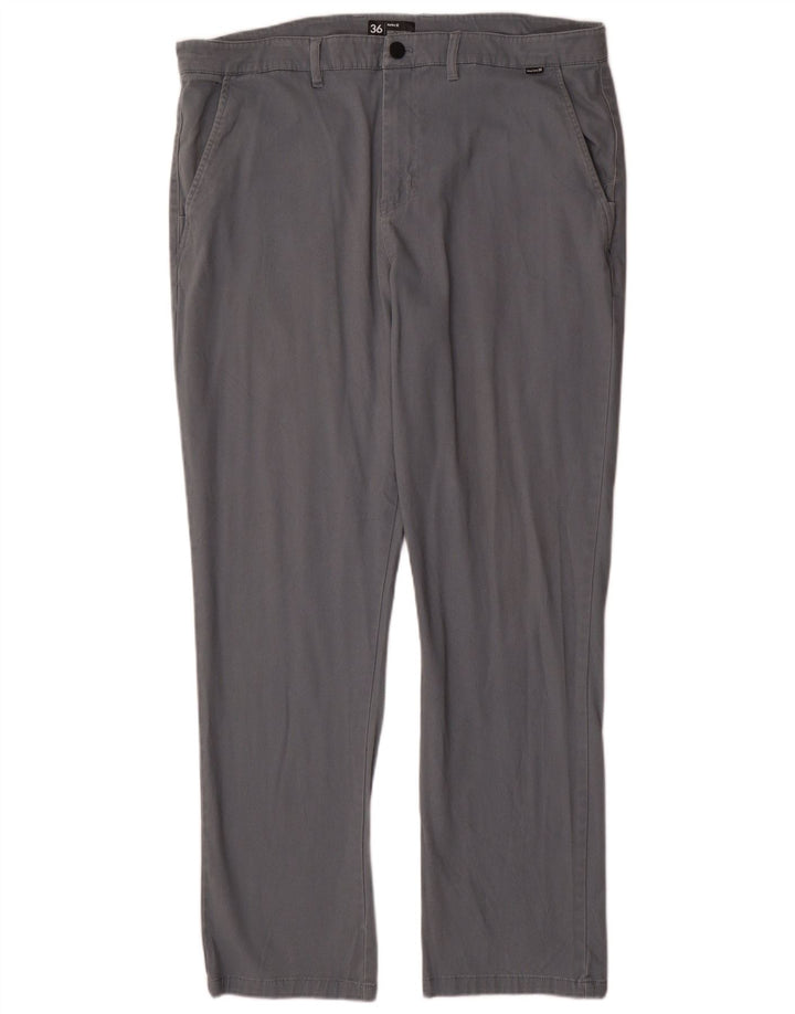 HURLEY Mens Straight Chino Trousers W36 L32 Grey Cotton