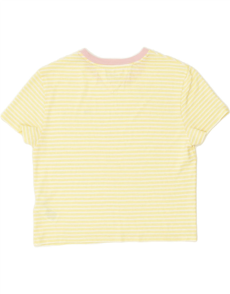 TOMMY HILFIGER Womens T-Shirt Top UK 14 Medium Yellow Striped Cotton | Vintage Tommy Hilfiger | Thrift | Second-Hand Tommy Hilfiger | Used Clothing | Messina Hembry 