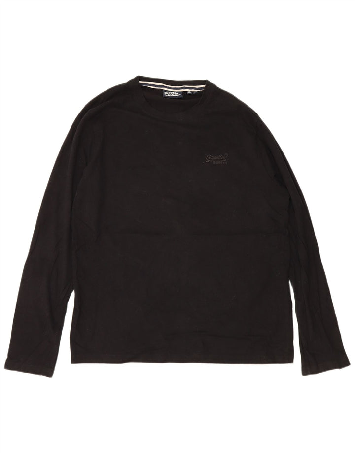 Superdry Mens Top Long Sleeve 2XL Black Cotton