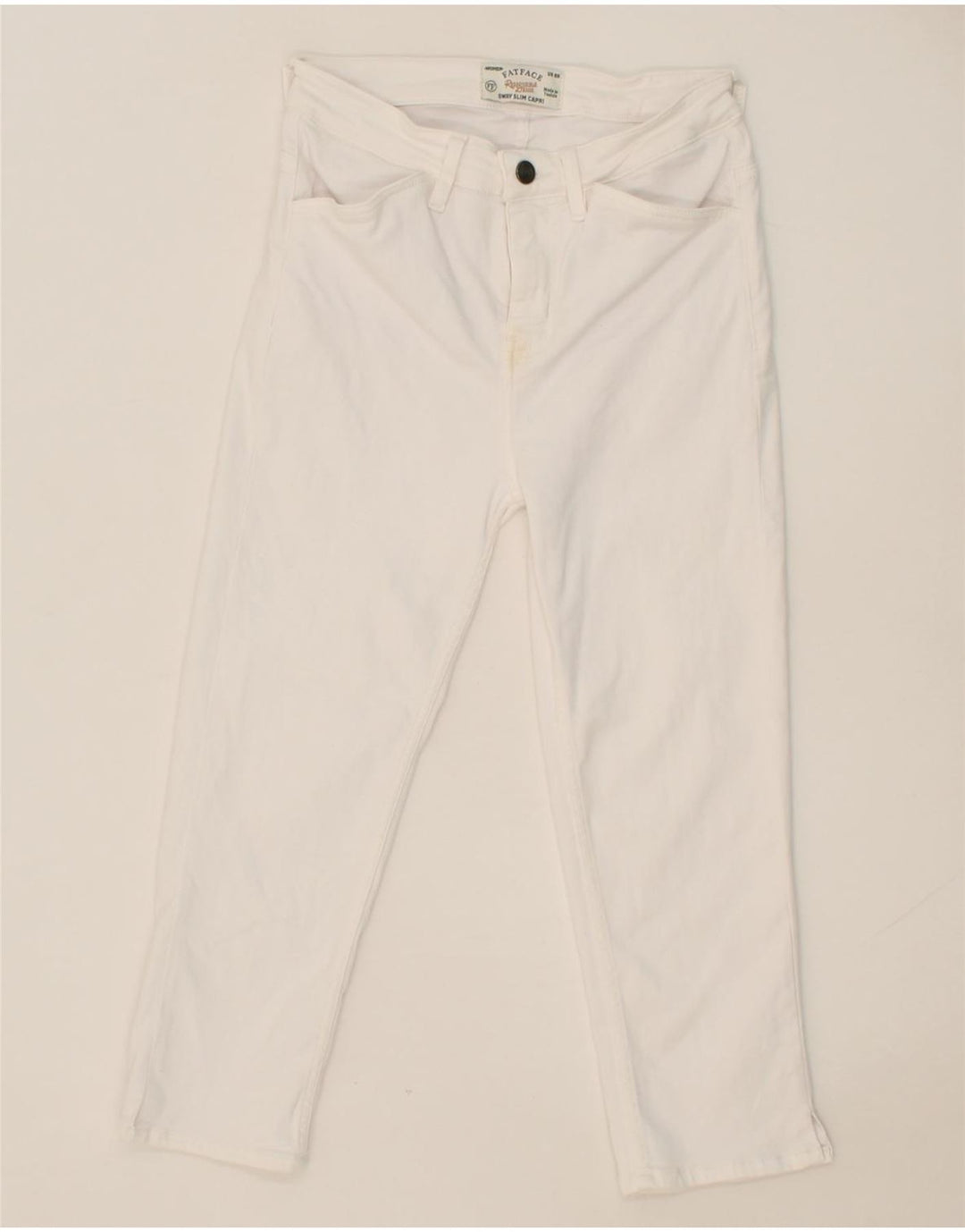 FAT FACE Womens Capri Jeans UK 8 Small W26 L20 White Cotton Vintage Fat Face and Second-Hand Fat Face from Messina Hembry 
