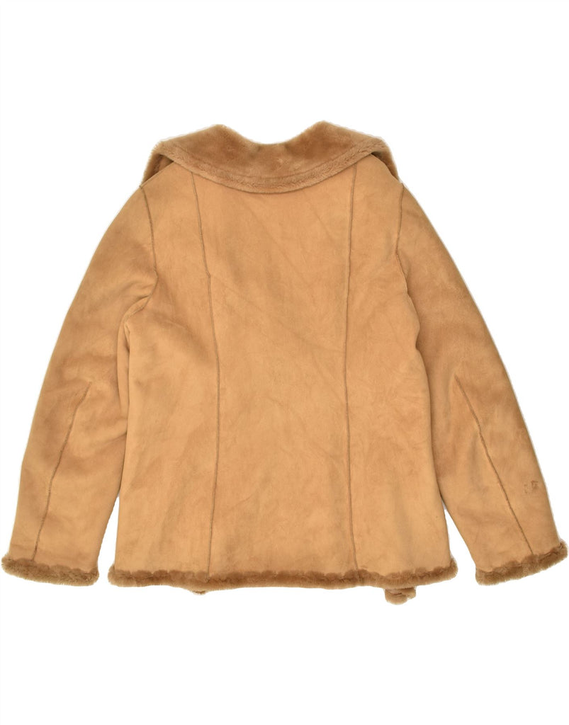 VINTAGE Womens Sherpa Jacket UK 14 Large Brown | Vintage Vintage | Thrift | Second-Hand Vintage | Used Clothing | Messina Hembry 