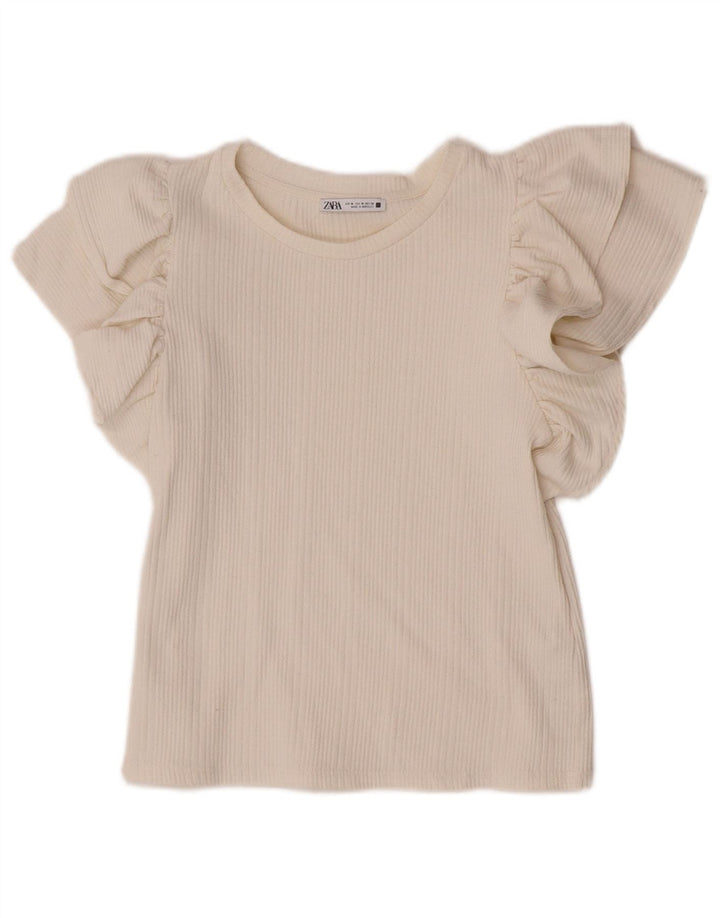 Zara Womens Crop Blouse Top UK 12 Medium White Polyester
