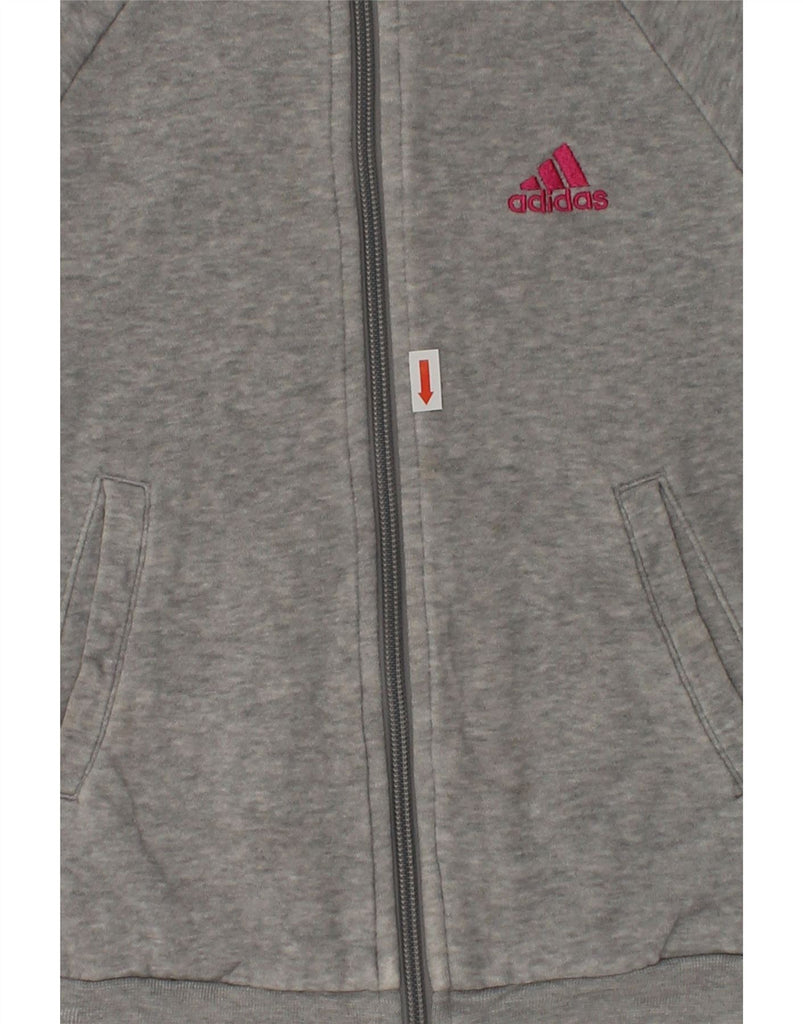 ADIDAS Girls Graphic Zip Hoodie Sweater 5-6 Years Grey Cotton | Vintage Adidas | Thrift | Second-Hand Adidas | Used Clothing | Messina Hembry 