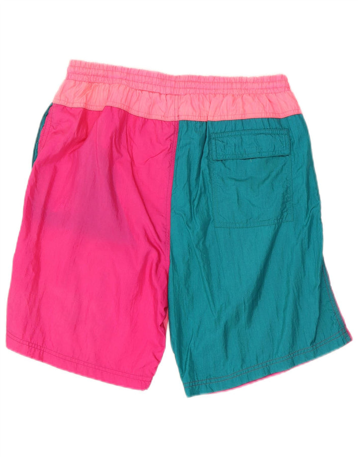 Vintage Mens Swimwear XL  Pink Colourblock Polyamide