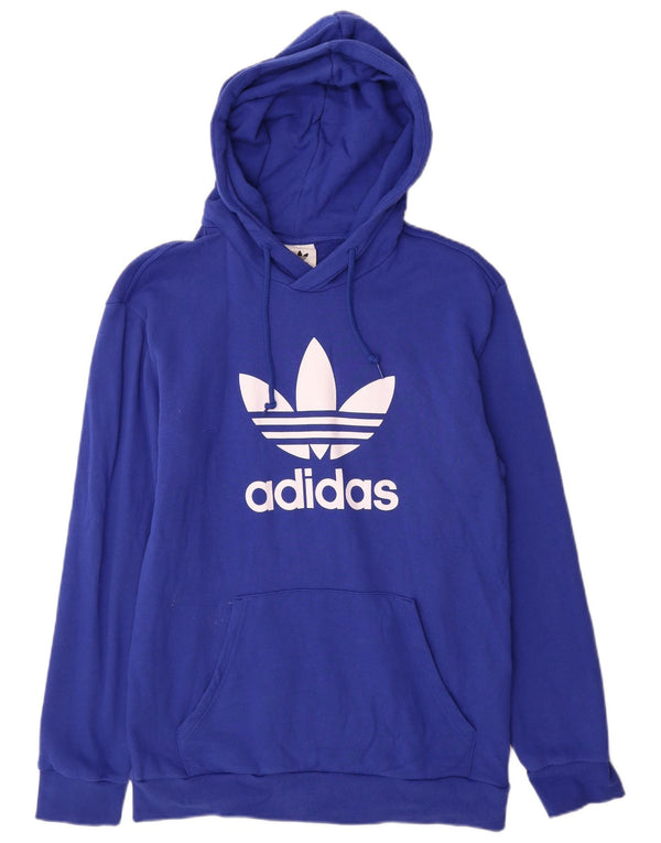 Adidas Mens Graphic Hoodie Jumper Medium Blue Cotton