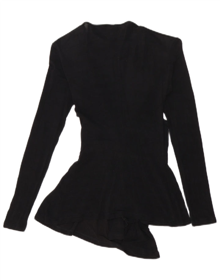 Elisabetta Franchi Womens Long Sleeve Blouse Top IT 40 Small Black Cupro
