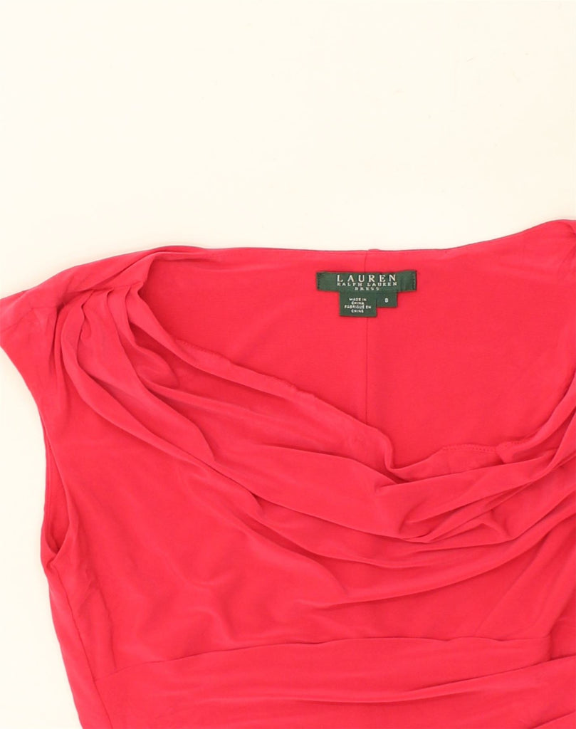 RALPH LAUREN Womens Sheath Dress US 8 Medium Red Polyester | Vintage Ralph Lauren | Thrift | Second-Hand Ralph Lauren | Used Clothing | Messina Hembry 