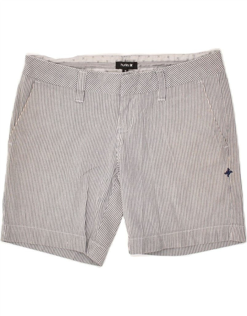 HURLEY Womens Chino Shorts US 7 Medium W32 Grey Striped Cotton | Vintage Hurley | Thrift | Second-Hand Hurley | Used Clothing | Messina Hembry 