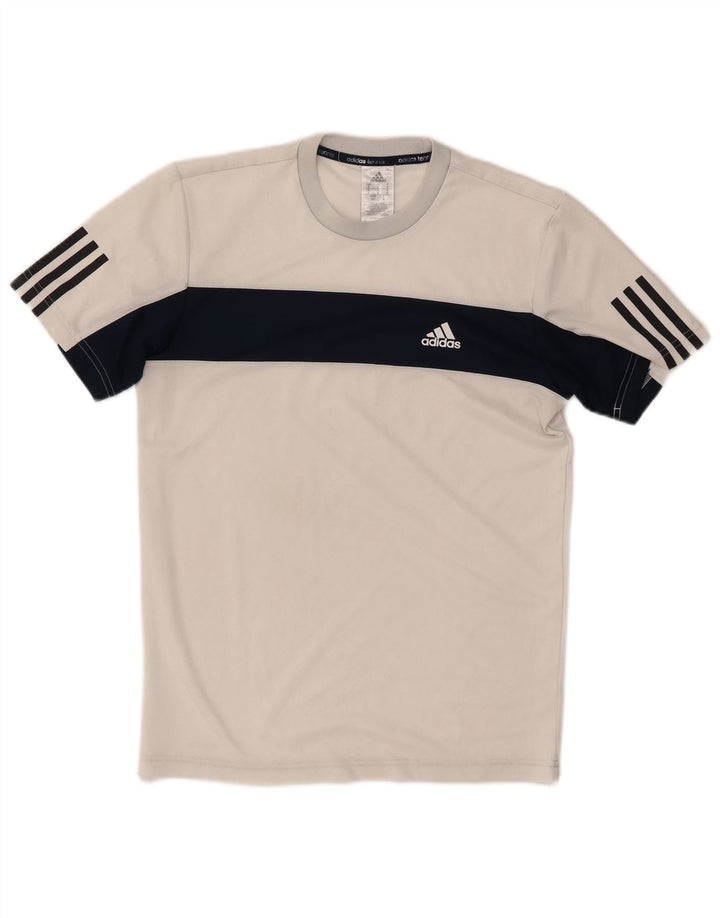 ADIDAS Mens Tennis T-Shirt Top Small White Colourblock Polyester