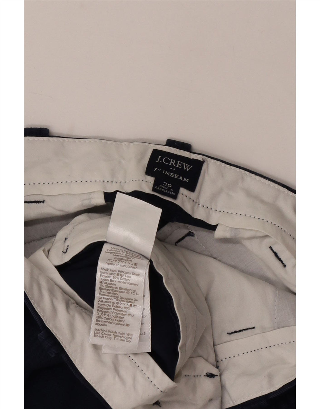 J. Crew Mens Chino Shorts W30 Medium Navy Blue Cotton