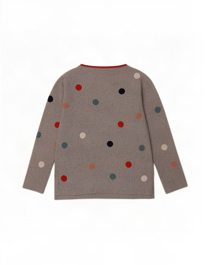 White Stuff Womens Boat Neck Jumper Sweater UK 10 Small Grey Polka Dot