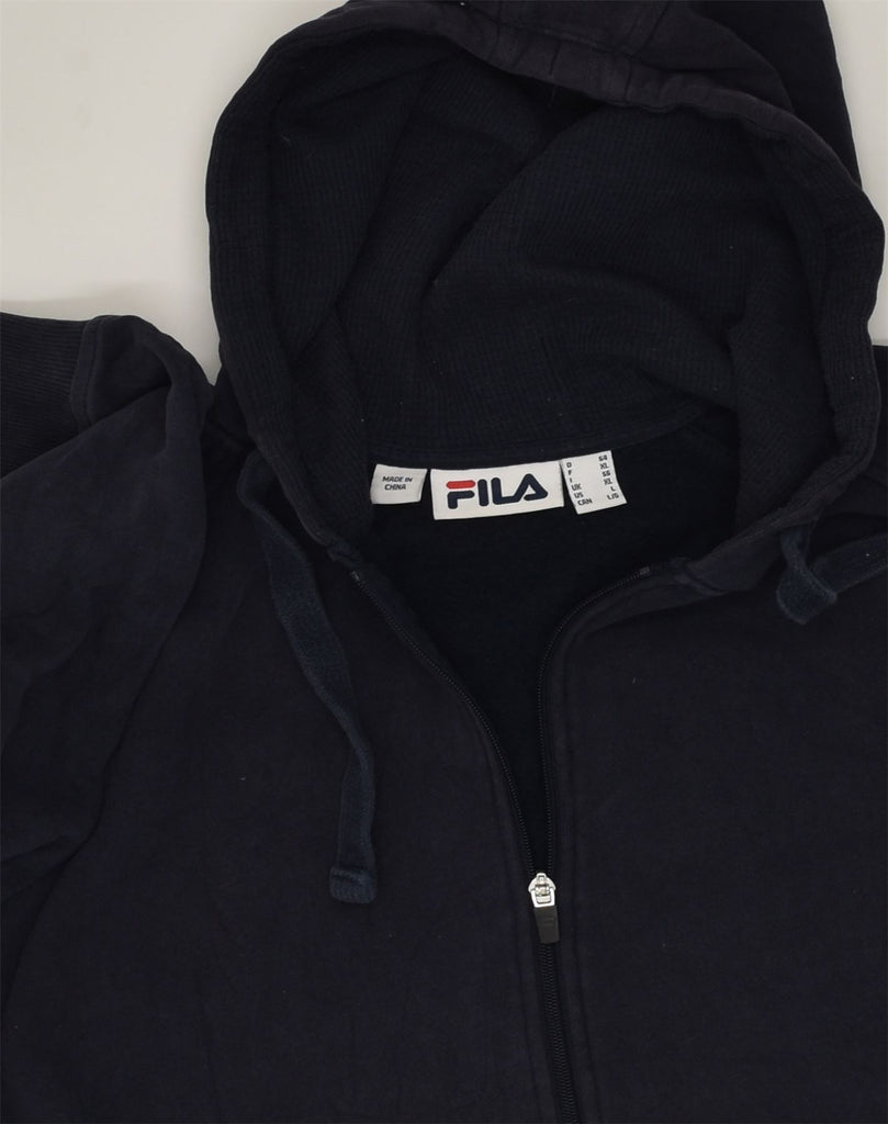 FILA Mens Zip Hoodie Sweater XL Navy Blue Cotton | Vintage Fila | Thrift | Second-Hand Fila | Used Clothing | Messina Hembry 