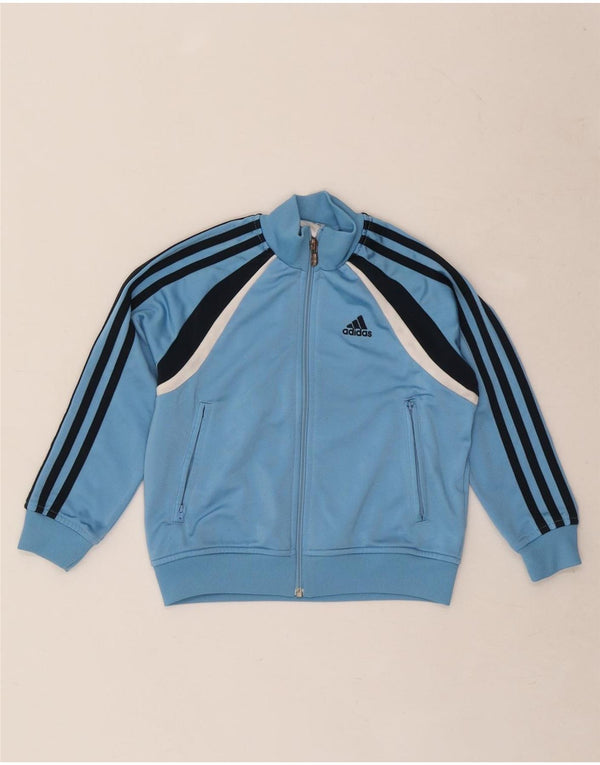 Adidas Boys Tracksuit Top Jacket 5-6 Years Blue Colourblock Polyester