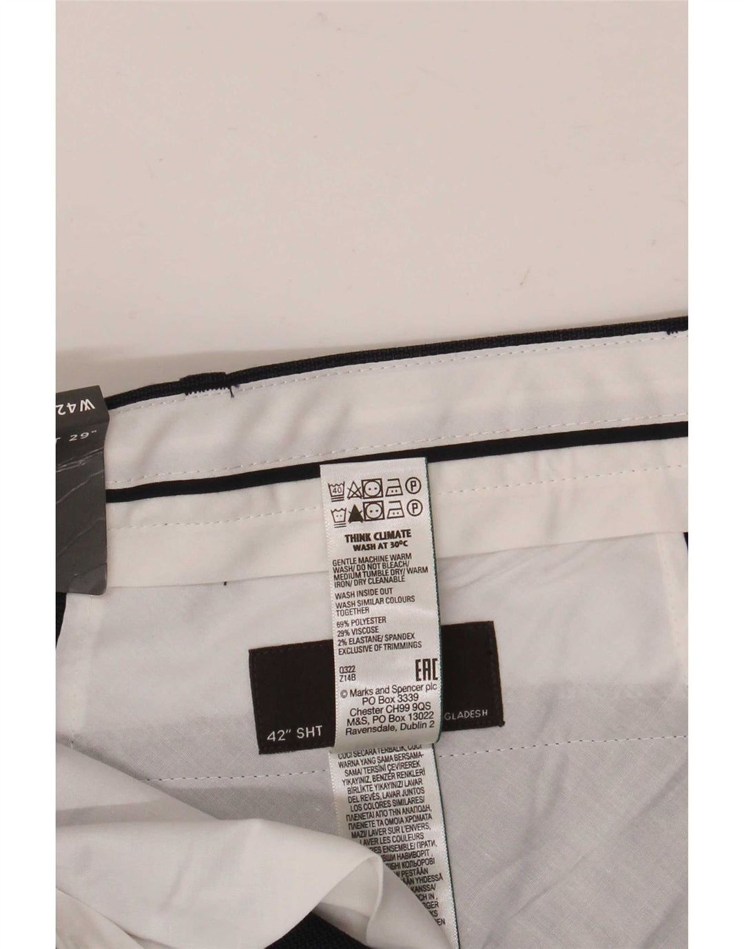 Marks & Spencer Mens Chino Trousers W42 L29 Navy Blue Polyester