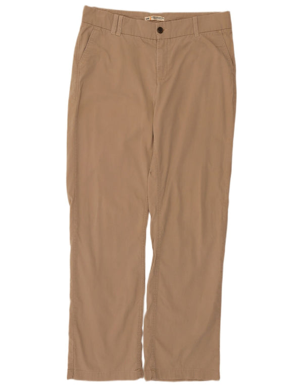 Lee Womens Mid Rise Straight Chino Trousers US 12 Large W32 L31 Beige