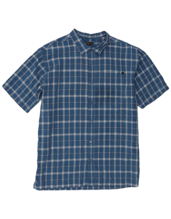 O'Neill Mens Short Sleeve Shirt Large Blue Check Rayon