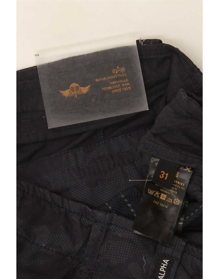 Alpha Industries Mens Cargo Shorts W31 Medium Navy Blue Camouflage Cotton