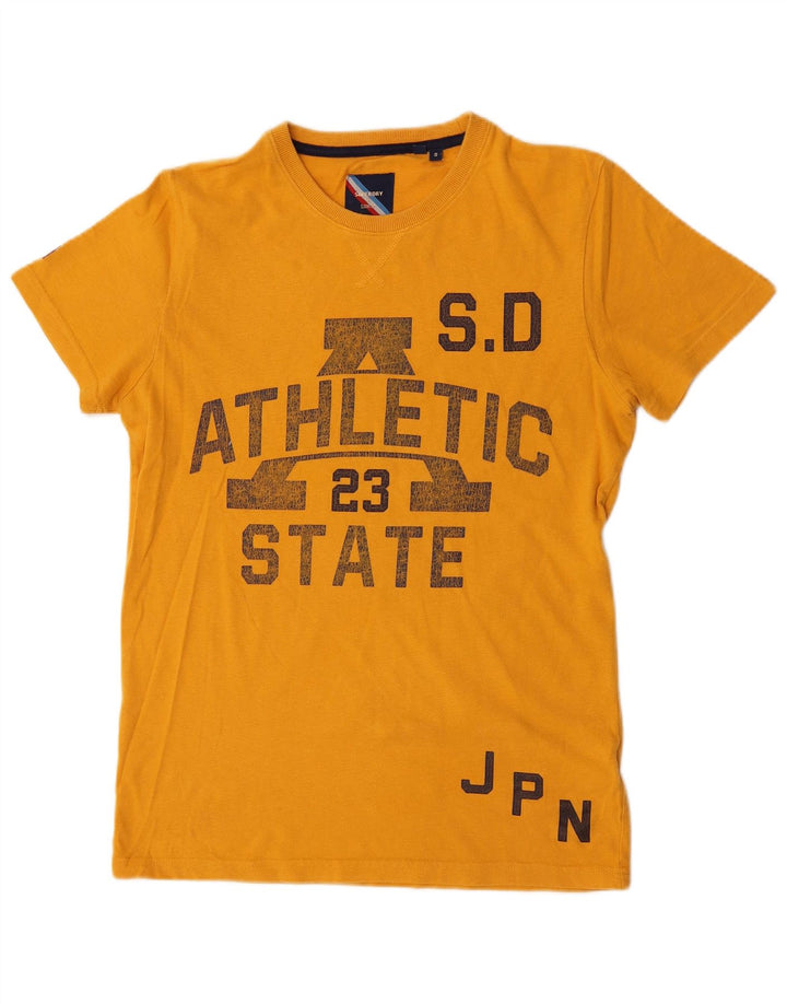 Superdry Mens Graphic T-Shirt Top Small Yellow Cotton