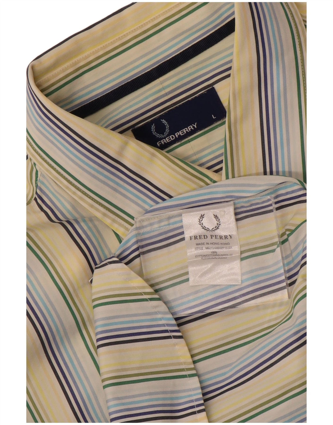 Fred Perry Mens Shirt Large Yellow Pinstripe Cotton