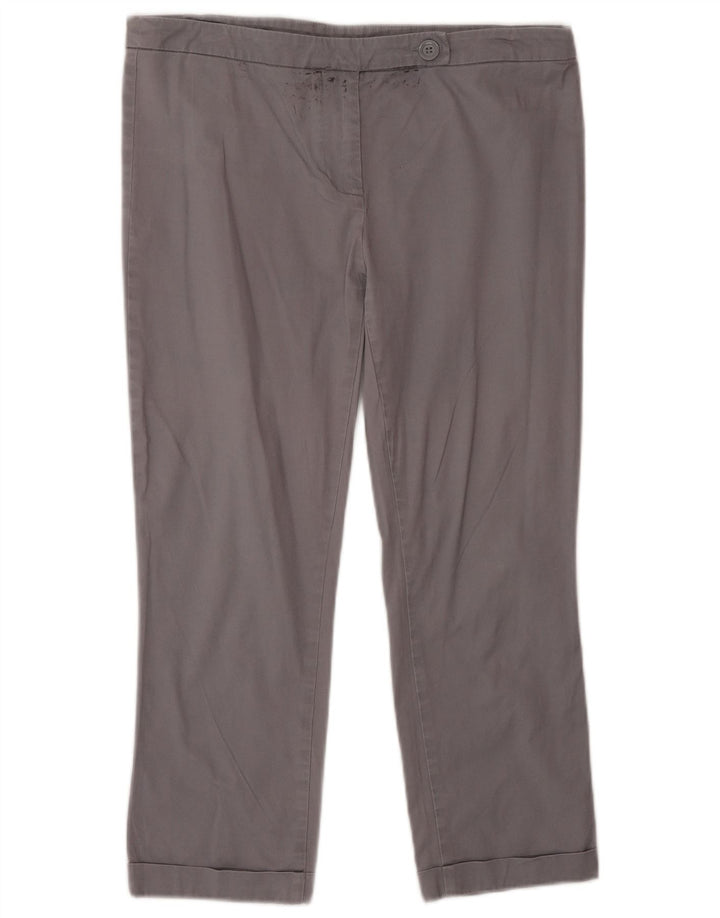 BENETTON Womens Straight Capri Trousers IT 42 Medium W30 L22 Grey Cotton