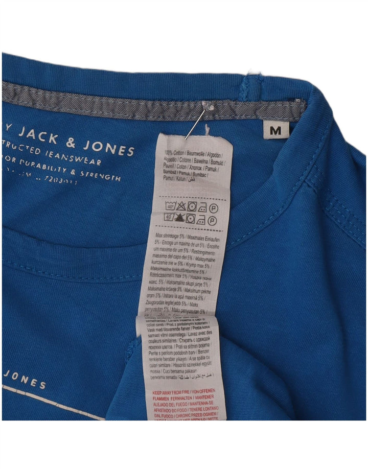 Jack & Jones Mens Graphic T-Shirt Top Medium Blue Cotton