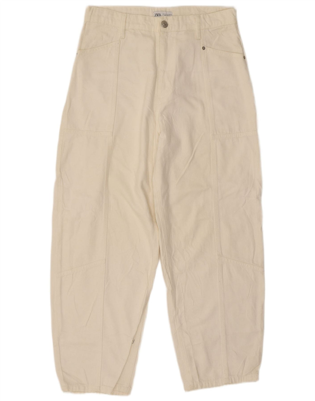 Zara Womens High Rise Loose Jeans EU 40 Medium W32 L27 Off White