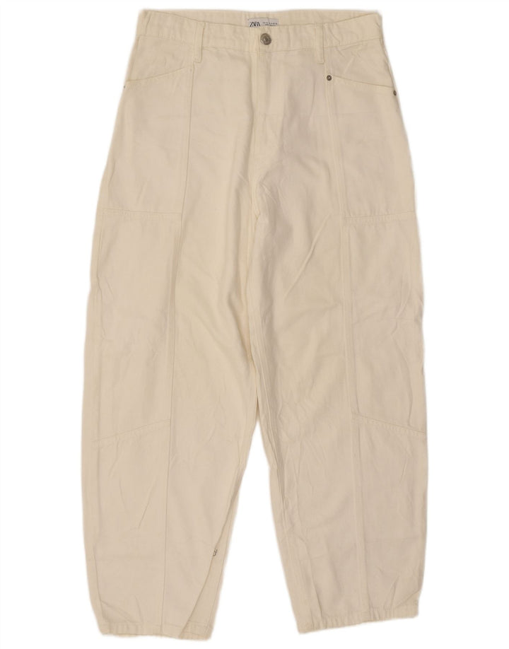 Zara Womens High Rise Loose Jeans EU 40 Medium W32 L27 Off White