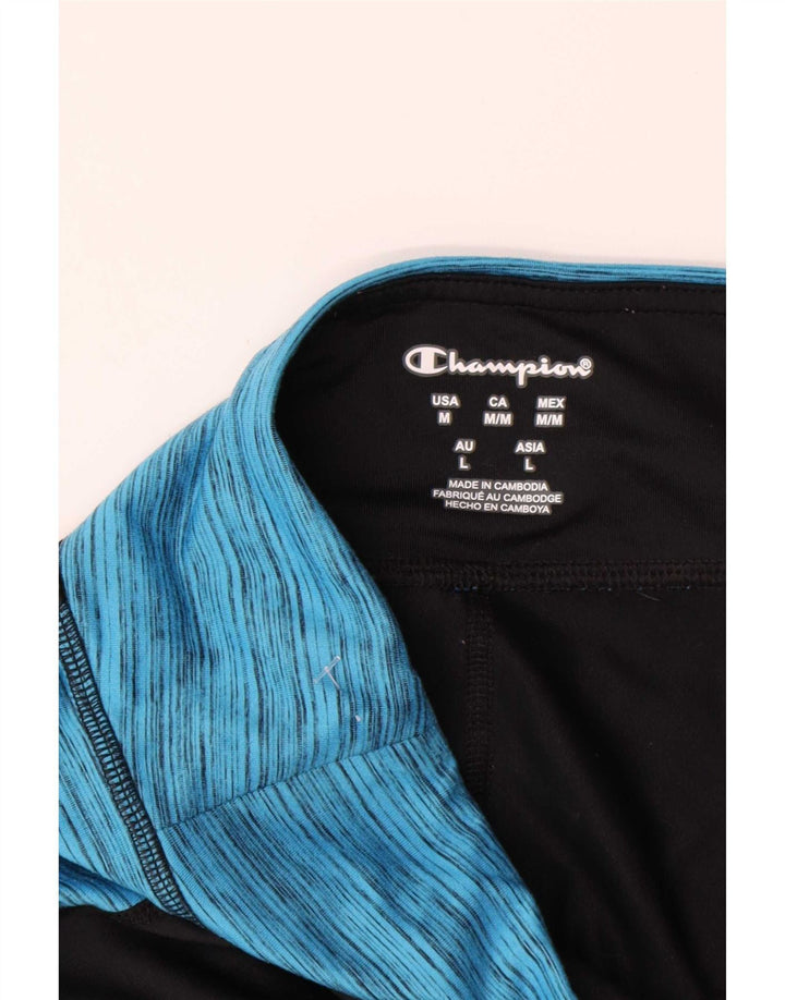 Champion Womens Capri Leggings UK 14 Medium Black Colourblock Polyester