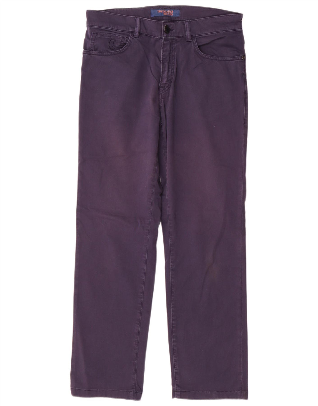 TRUSSARDI Womens Straight Casual Trousers W29 L28 Navy Blue