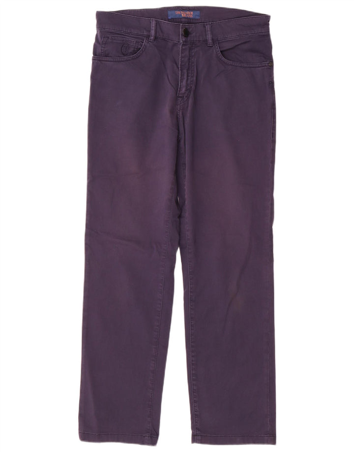 TRUSSARDI Womens Straight Casual Trousers W29 L28 Navy Blue