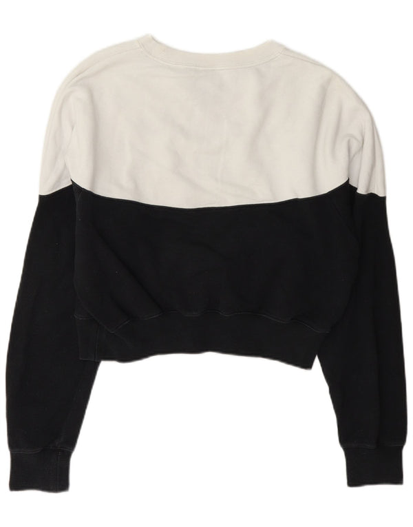 Nike Womens Crop Sweatshirt Jumper UK 10 Small White Colourblock Cotton