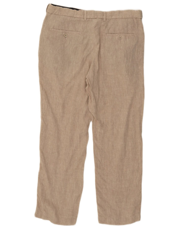 Marks & Spencer Mens Blue Harbour Straight Chino Trousers W36 L29 Beige