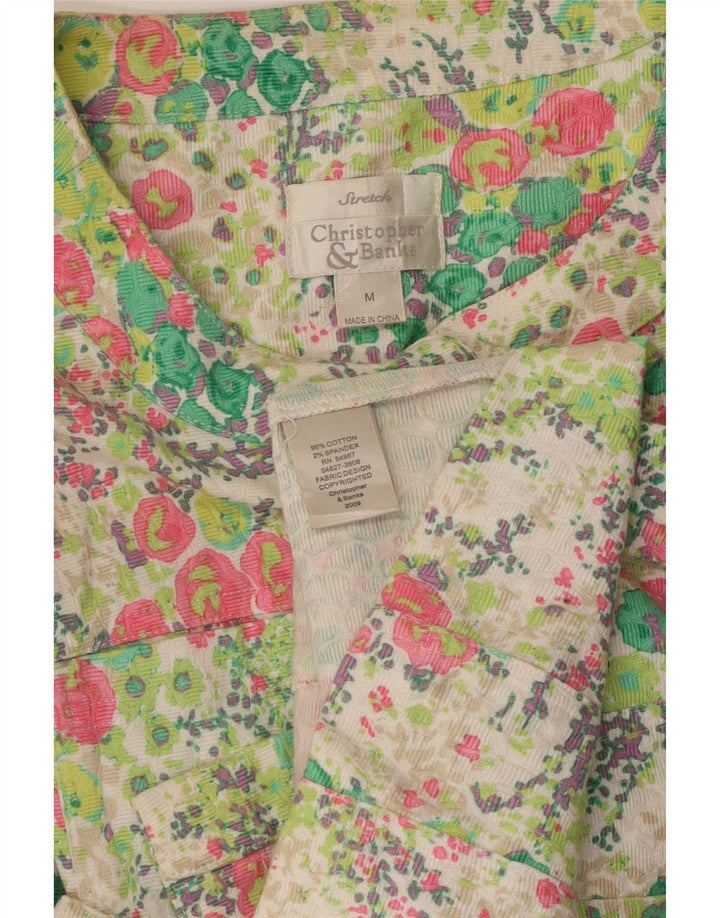 VINTAGE Womens 3/4 Sleeve Shirt Blouse UK 12 Medium Multicoloured Floral