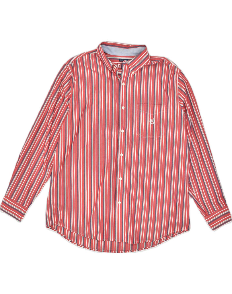 CHAPS Mens Easy Care Shirt XL Red Striped Cotton | Vintage Chaps | Thrift | Second-Hand Chaps | Used Clothing | Messina Hembry 