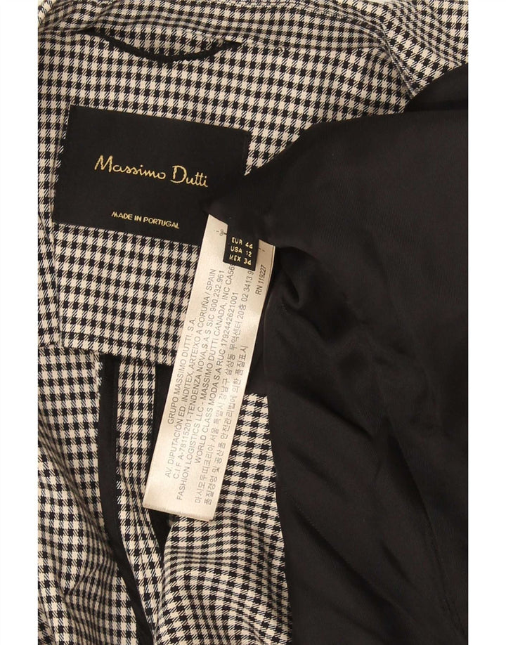 Massimo Dutti Womens 2 Button Blazer Jacket EU 44 XL Black Houndstooth