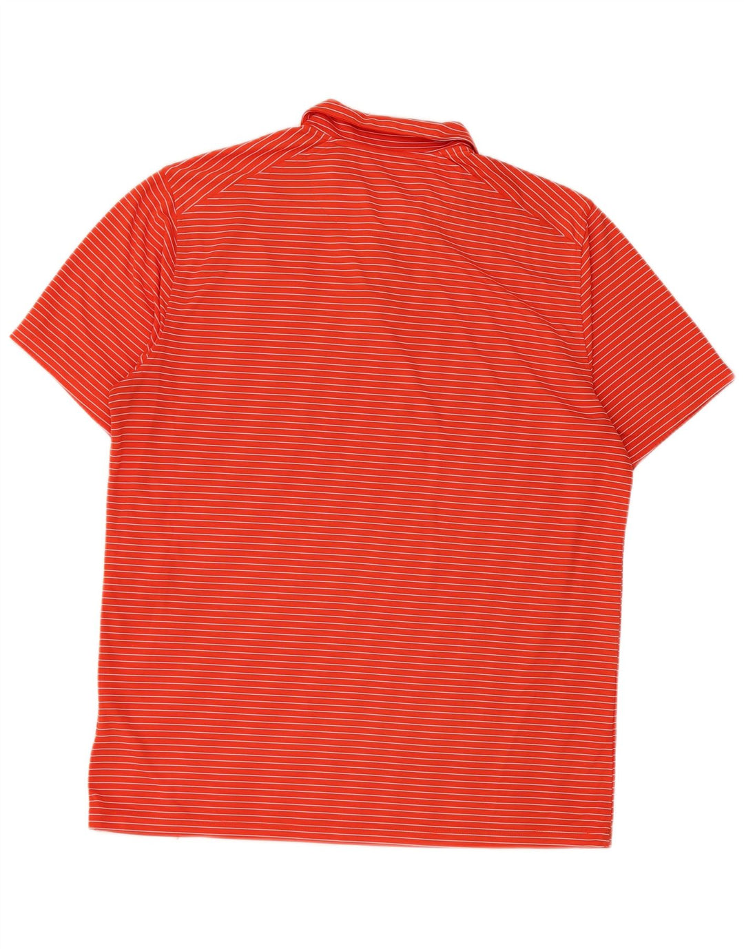 Nike Mens Dri Fit Polo Shirt Large Orange Pinstripe Polyester