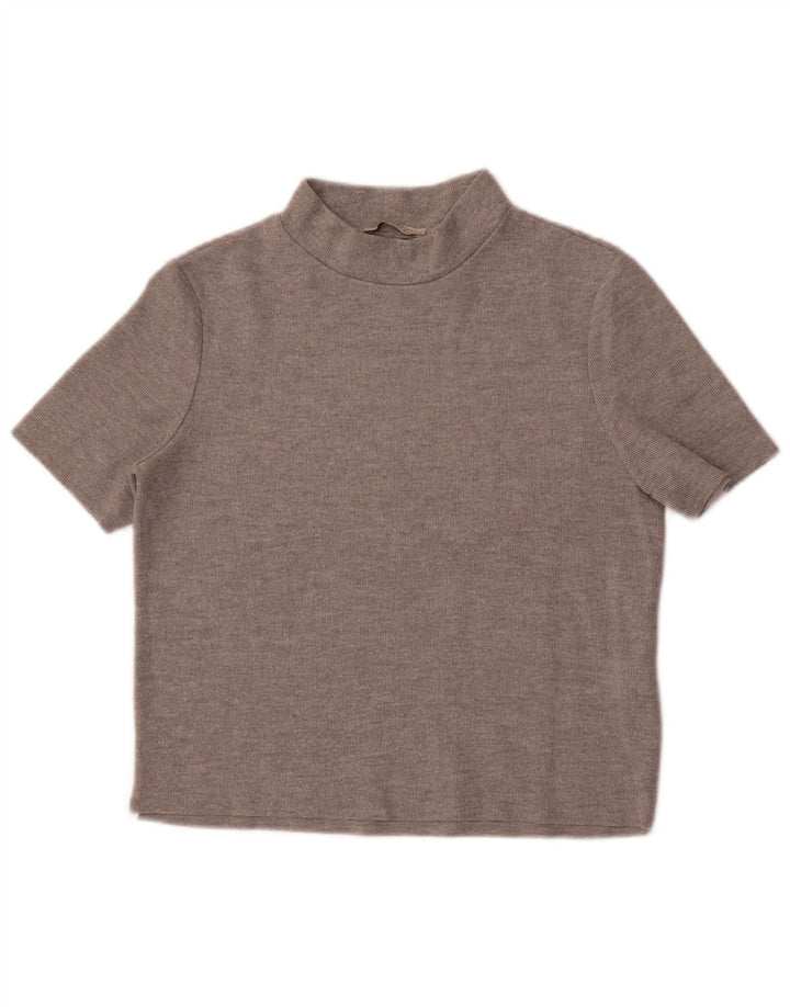 Zara Womens Trafaluc Crop T-Shirt Top UK 10 Small Grey Polyester
