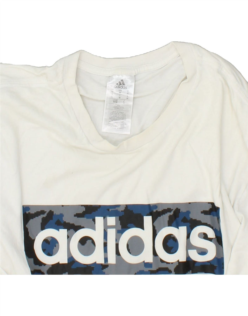 ADIDAS Mens Graphic T-Shirt Top Medium White Cotton | Vintage Adidas | Thrift | Second-Hand Adidas | Used Clothing | Messina Hembry 