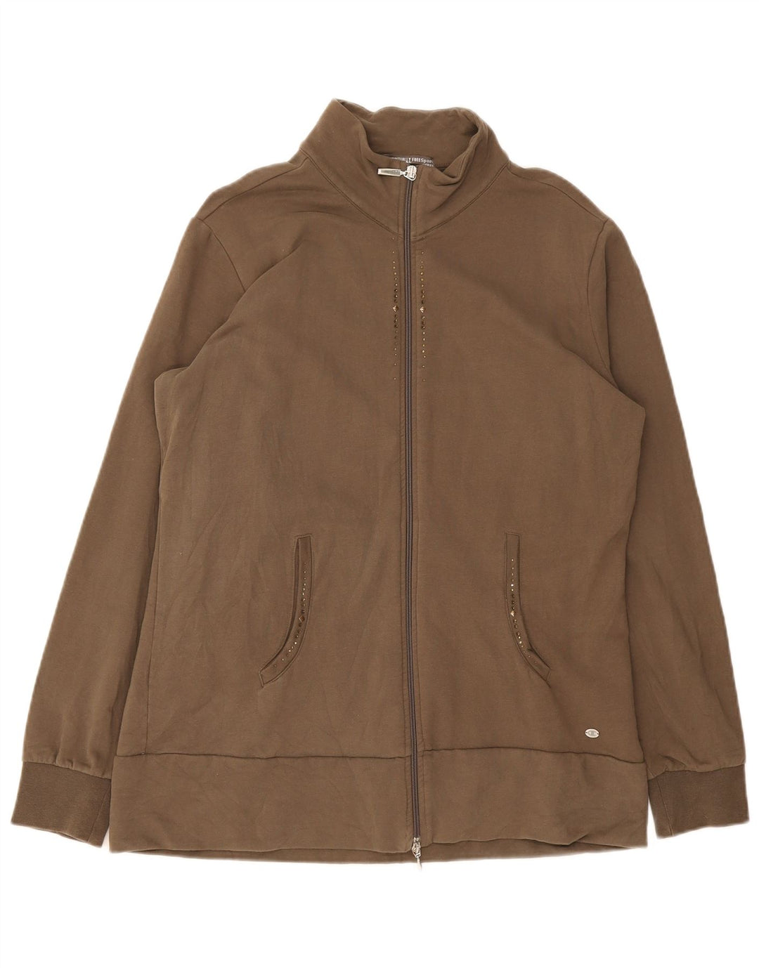Champion Womens Tracksuit Top Jacket UK 18 XL Brown Cotton