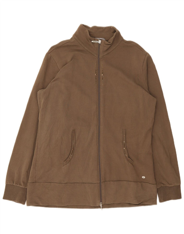 Champion Womens Tracksuit Top Jacket UK 18 XL Brown Cotton