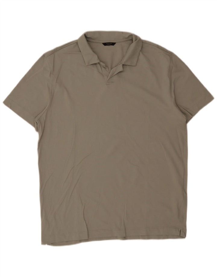 Massimo Dutti Mens Polo Shirt XL Khaki Cotton