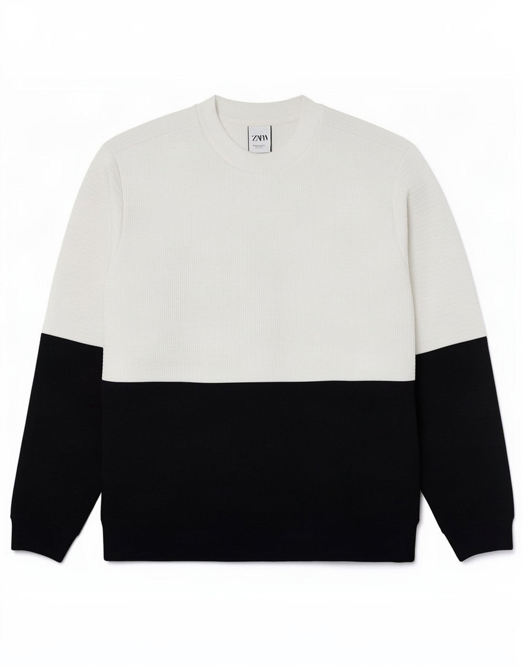 Zara Mens Sweatshirt Jumper XL White Colourblock Polyester