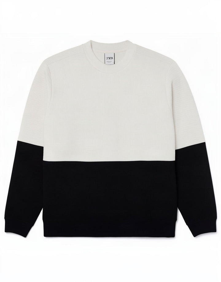 Zara Mens Sweatshirt Jumper XL White Colourblock Polyester