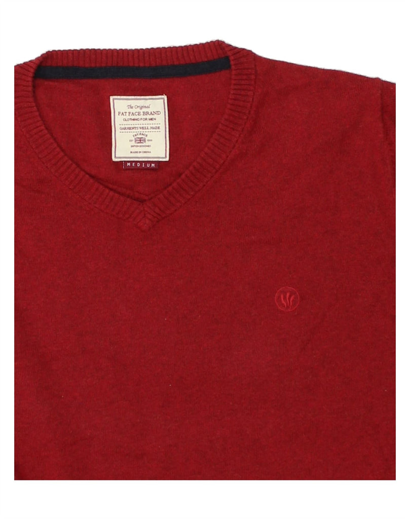 FAT FACE Mens V-Neck Jumper Sweater Medium Red Cotton | Vintage Fat Face | Thrift | Second-Hand Fat Face | Used Clothing | Messina Hembry 